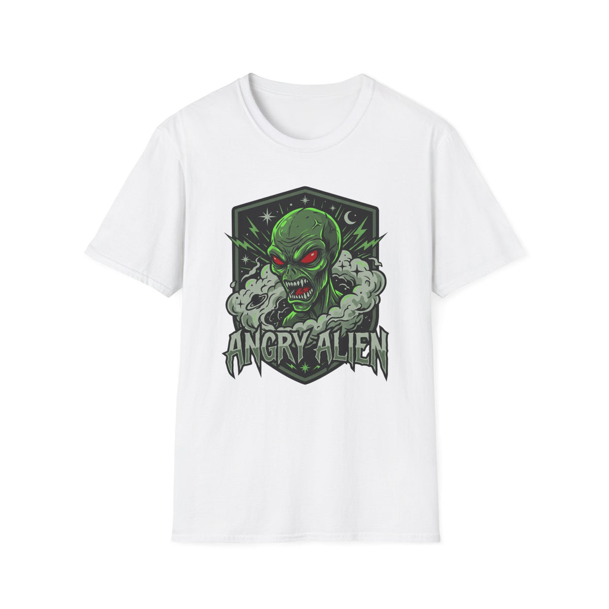 Angry Alien Graphic T-Shirt — Neon Green Monster Tee