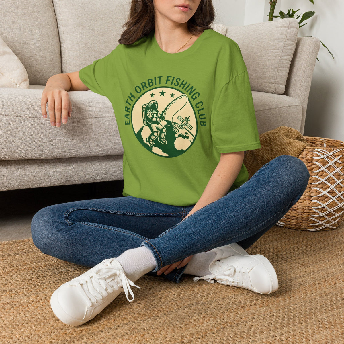 Earth Orbit Fishing Club T-Shirt — Astronaut Fishing Graphic Tee