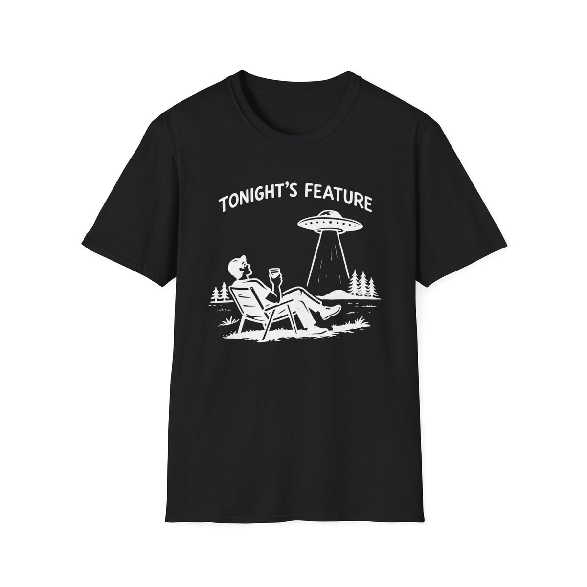 T-Shirt — “Tonight’s Feature” UFO Alien Abduction Graphic Tee