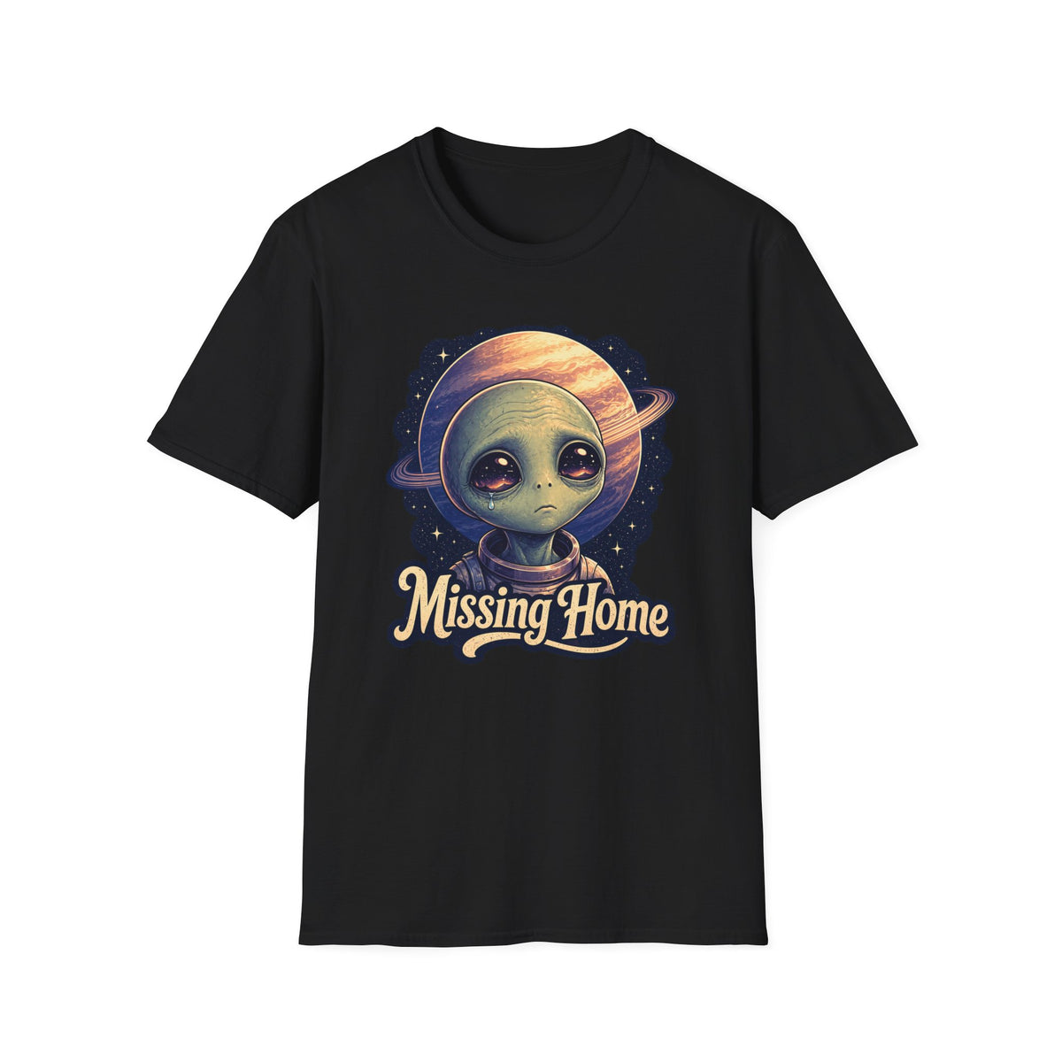Alien 'Missing Home' T-Shirt — Cute Sad Space Creature Graphic Tee