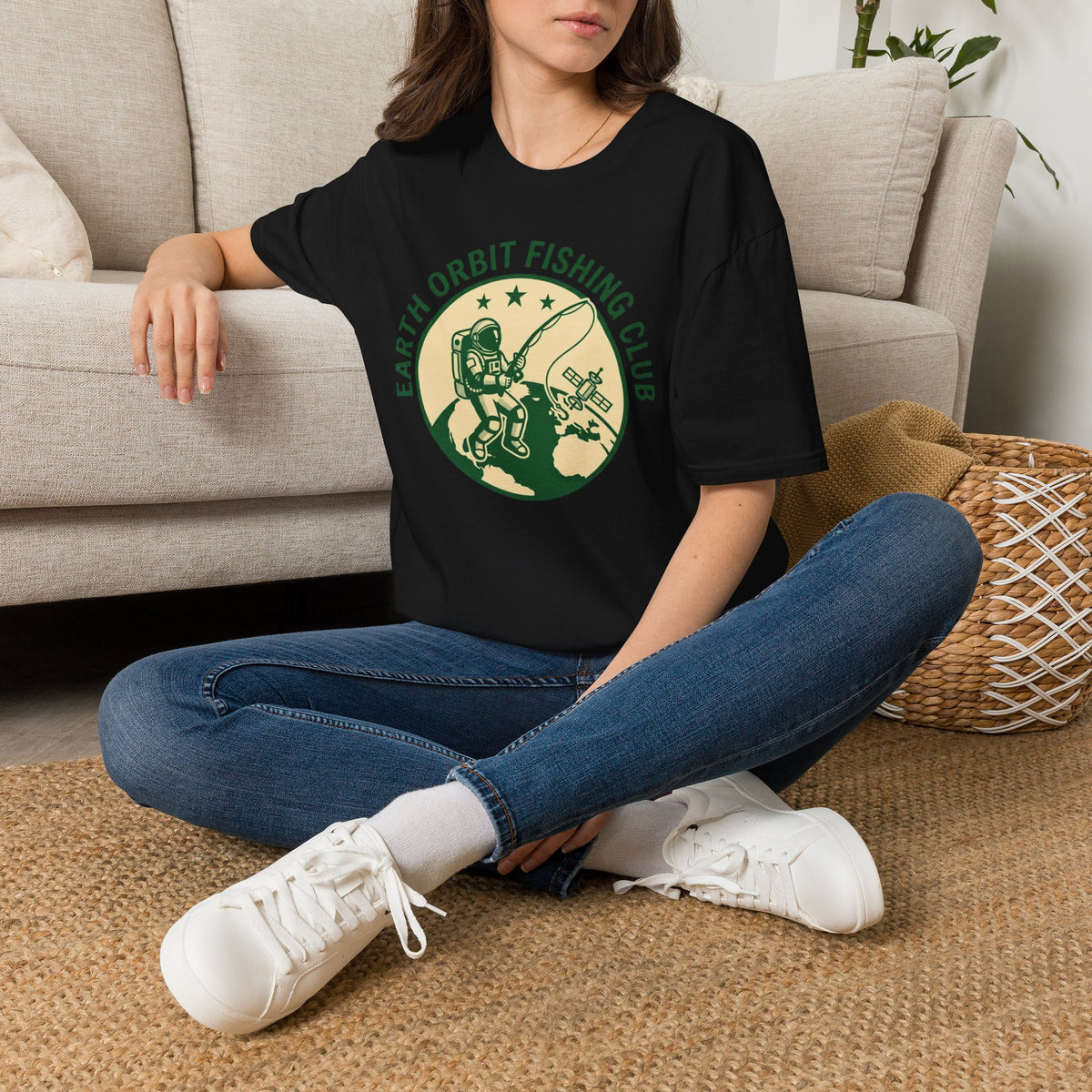 Earth Orbit Fishing Club T-Shirt — Astronaut Fishing Graphic Tee