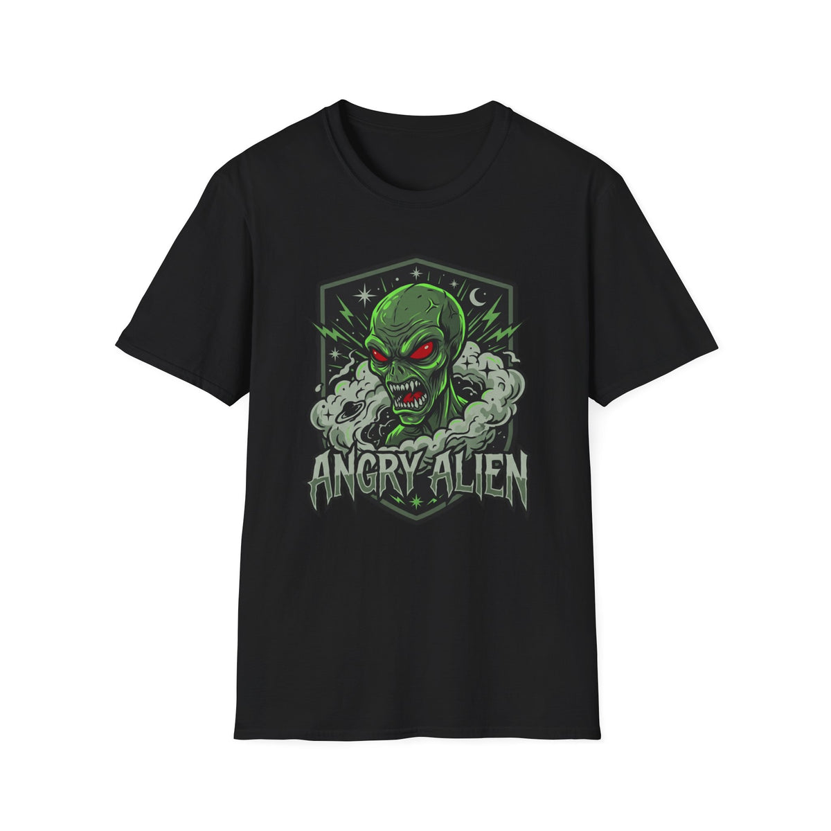 Angry Alien Graphic T-Shirt — Neon Green Monster Tee