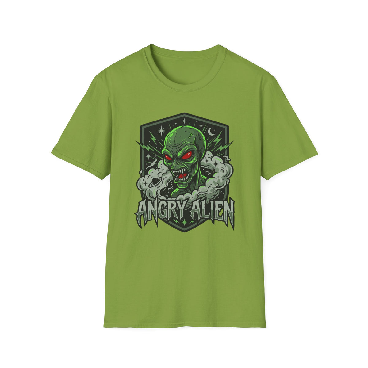 Angry Alien Graphic T-Shirt — Neon Green Monster Tee