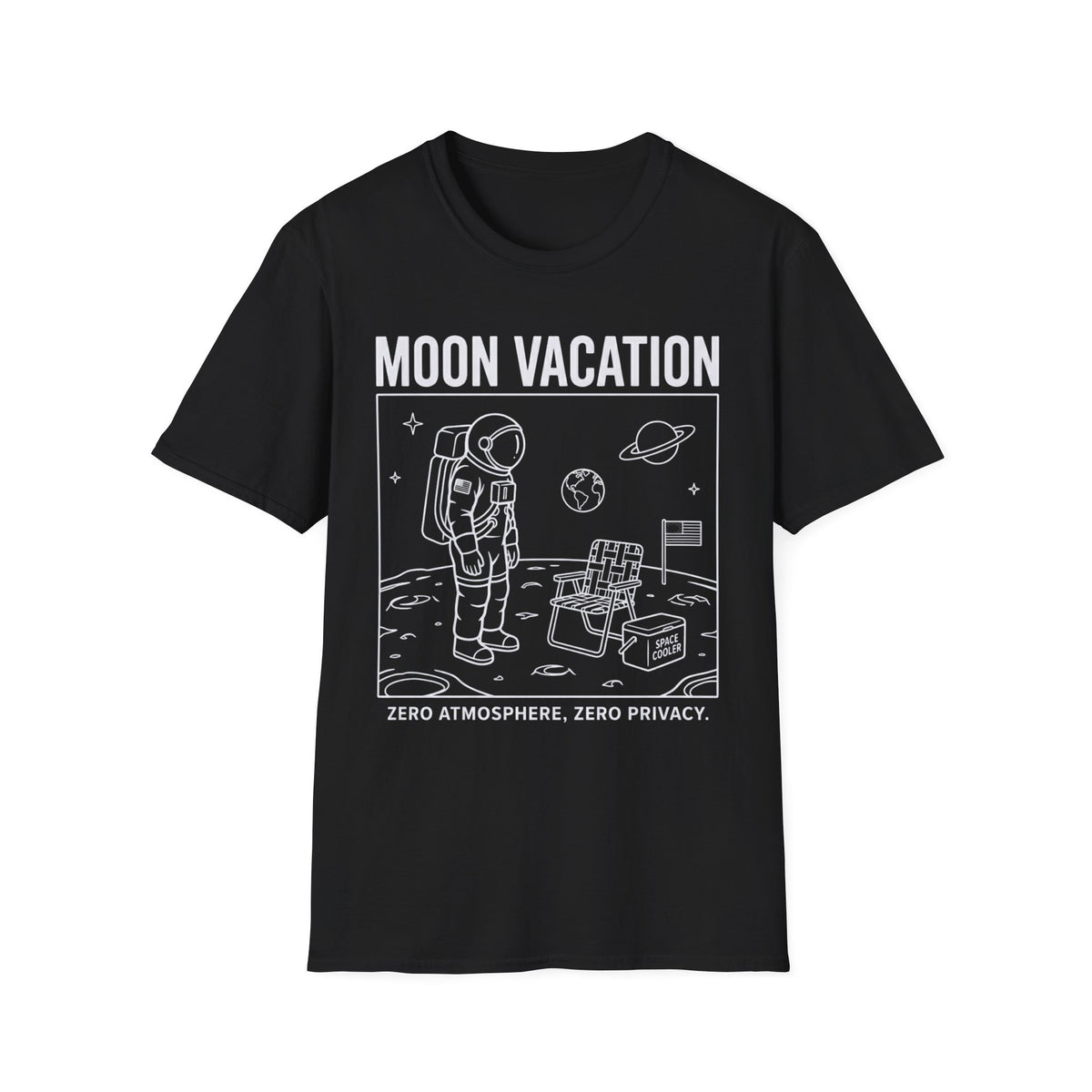 Moon Vacation T-Shirt — Astronaut Space Travel Graphic Tee