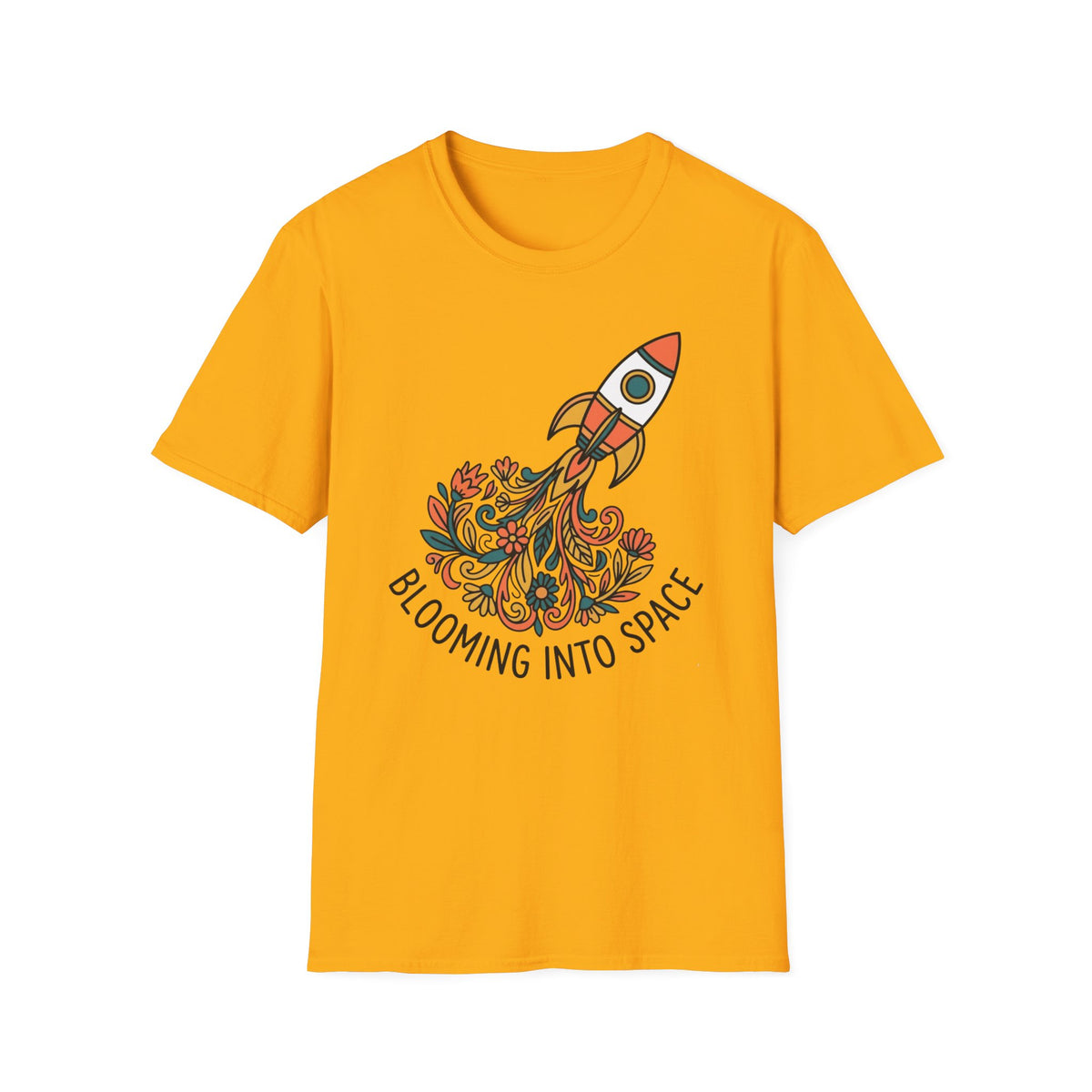 Blooming Into Space T-Shirt — Floral Rocket Graphic Tee