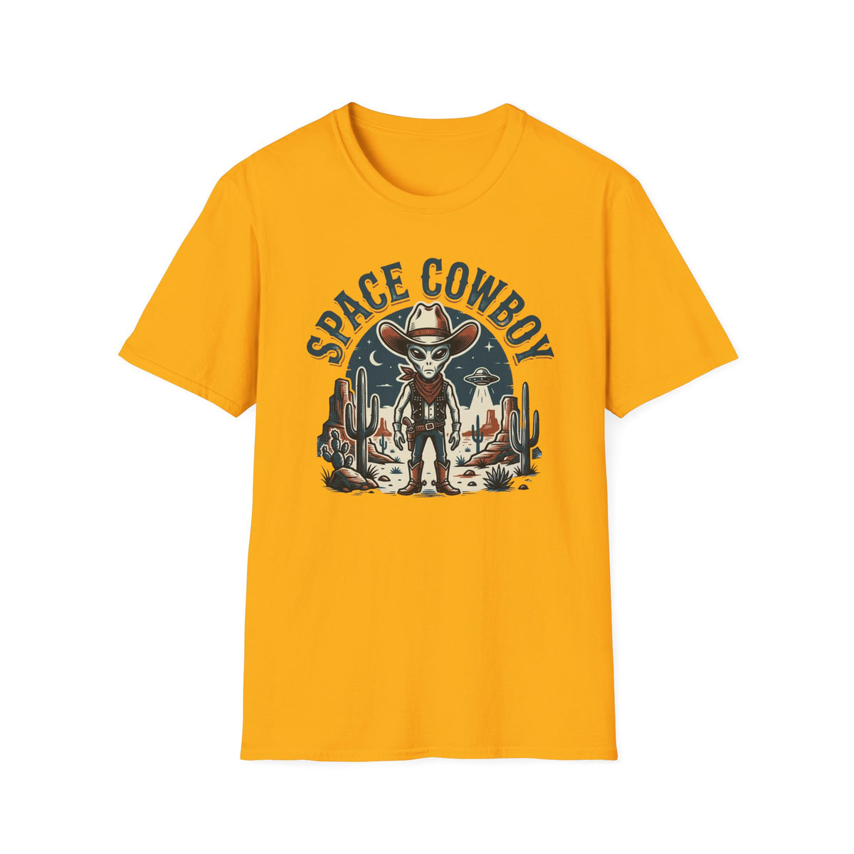 Space Cowboy T-Shirt — Retro Alien Western Graphic Tee
