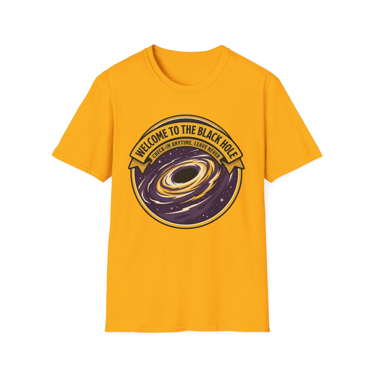 Black Hole Graphic T-Shirt — "Welcome to the Black Hole" Retro Space Tee