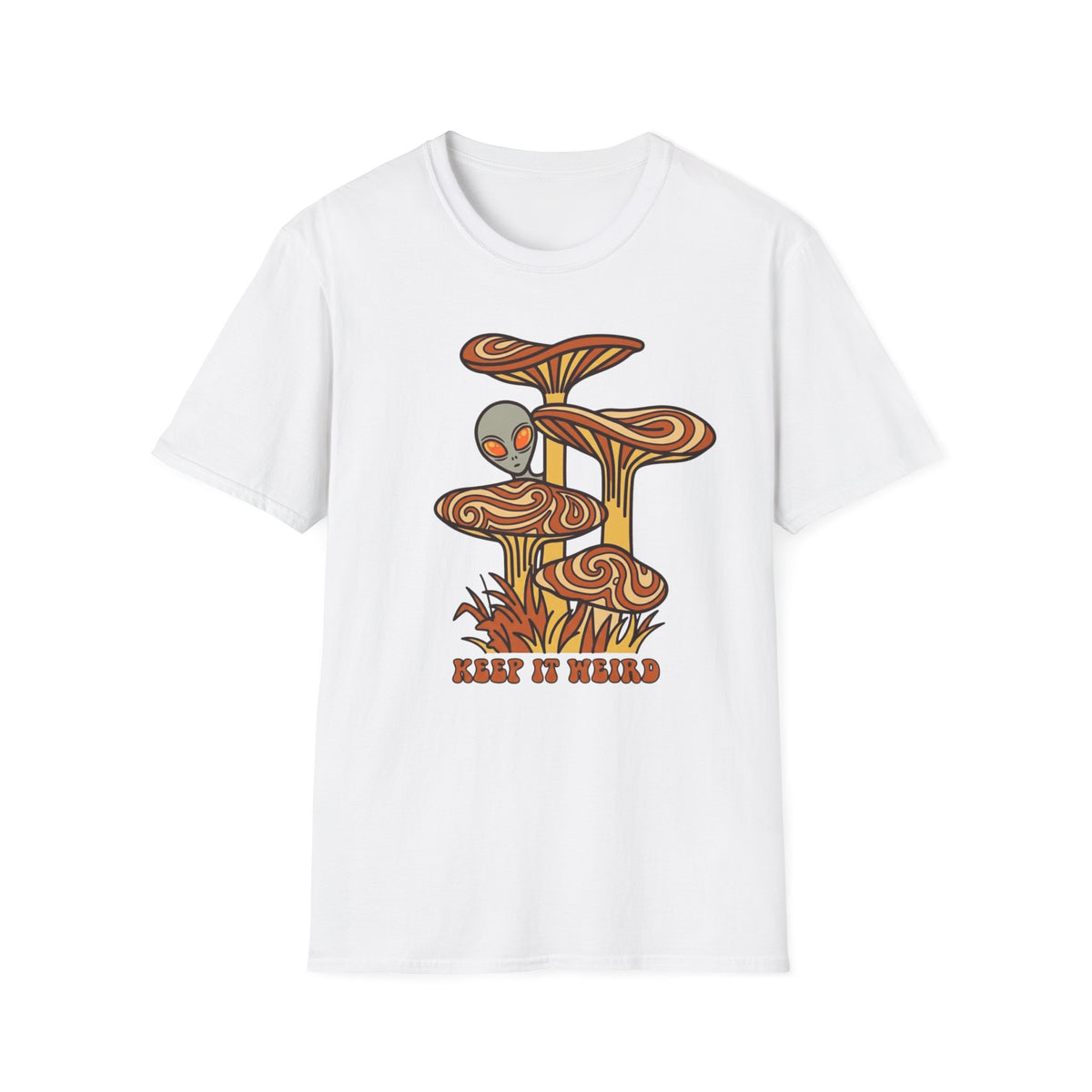 Alien Mushroom Tee — "Leave It Weird" Retro Psychedelic Graphic T-Shirt