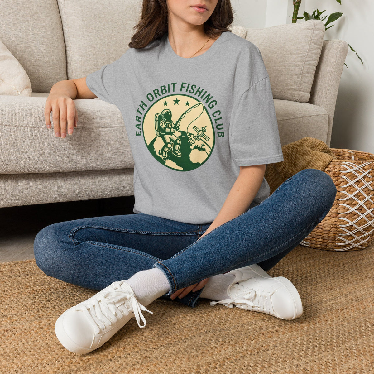Earth Orbit Fishing Club T-Shirt — Astronaut Fishing Graphic Tee