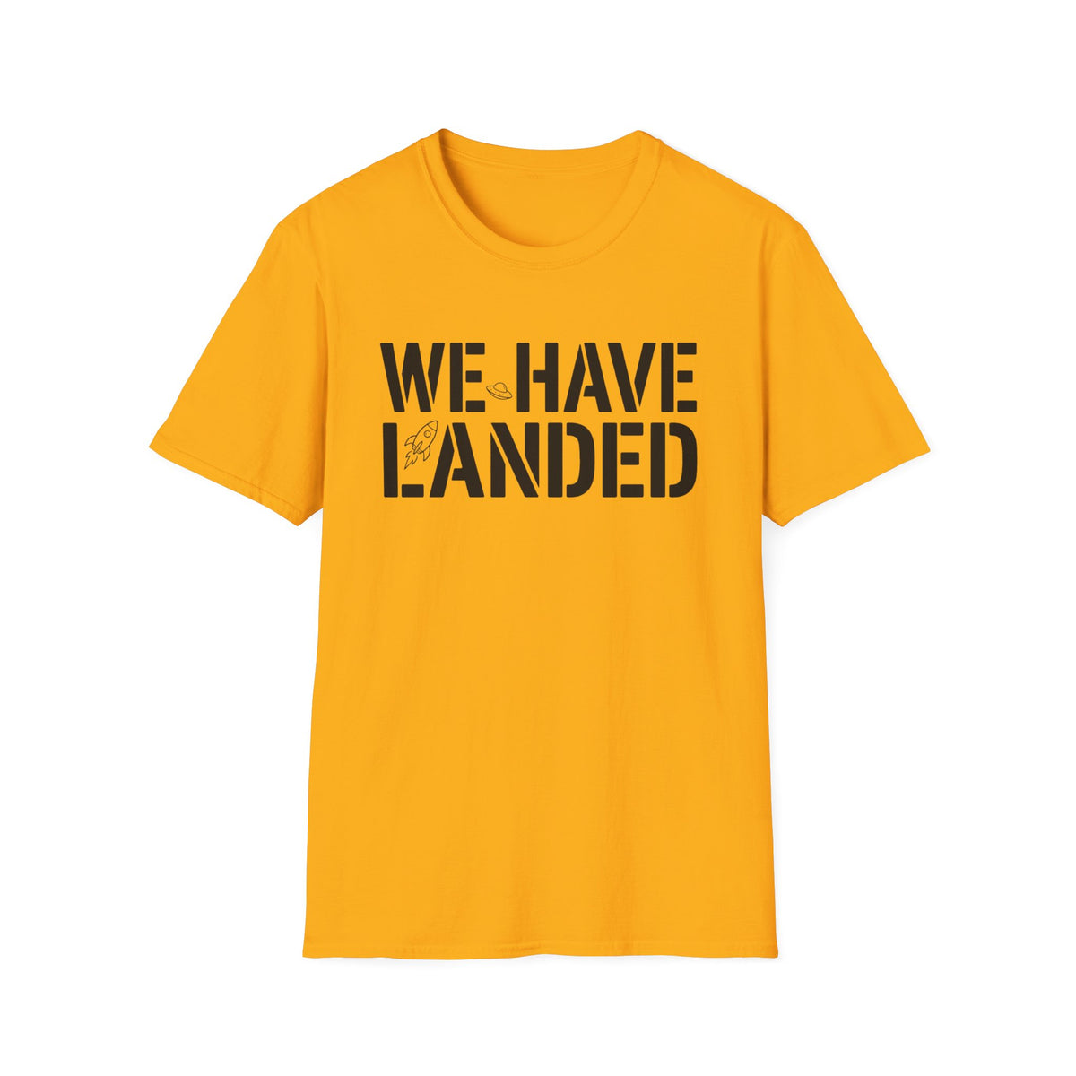 We Have Landed T‑Shirt — Retro Rocket Graphic Tee