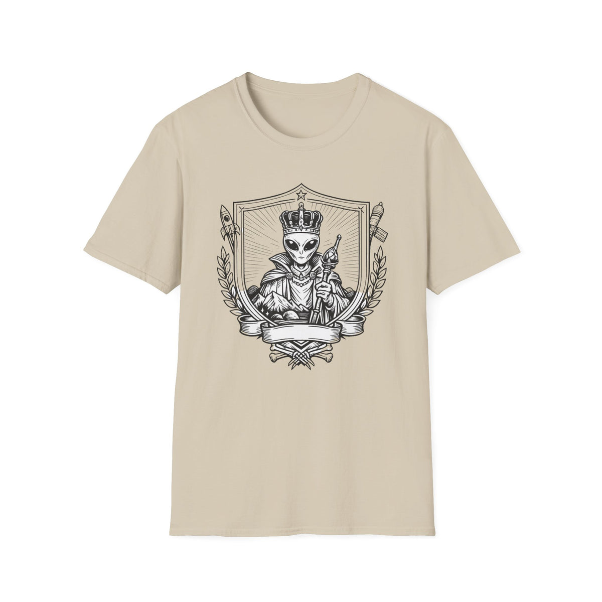 Alien King Graphic Tee — Regal Extraterrestrial Illustration Shirt