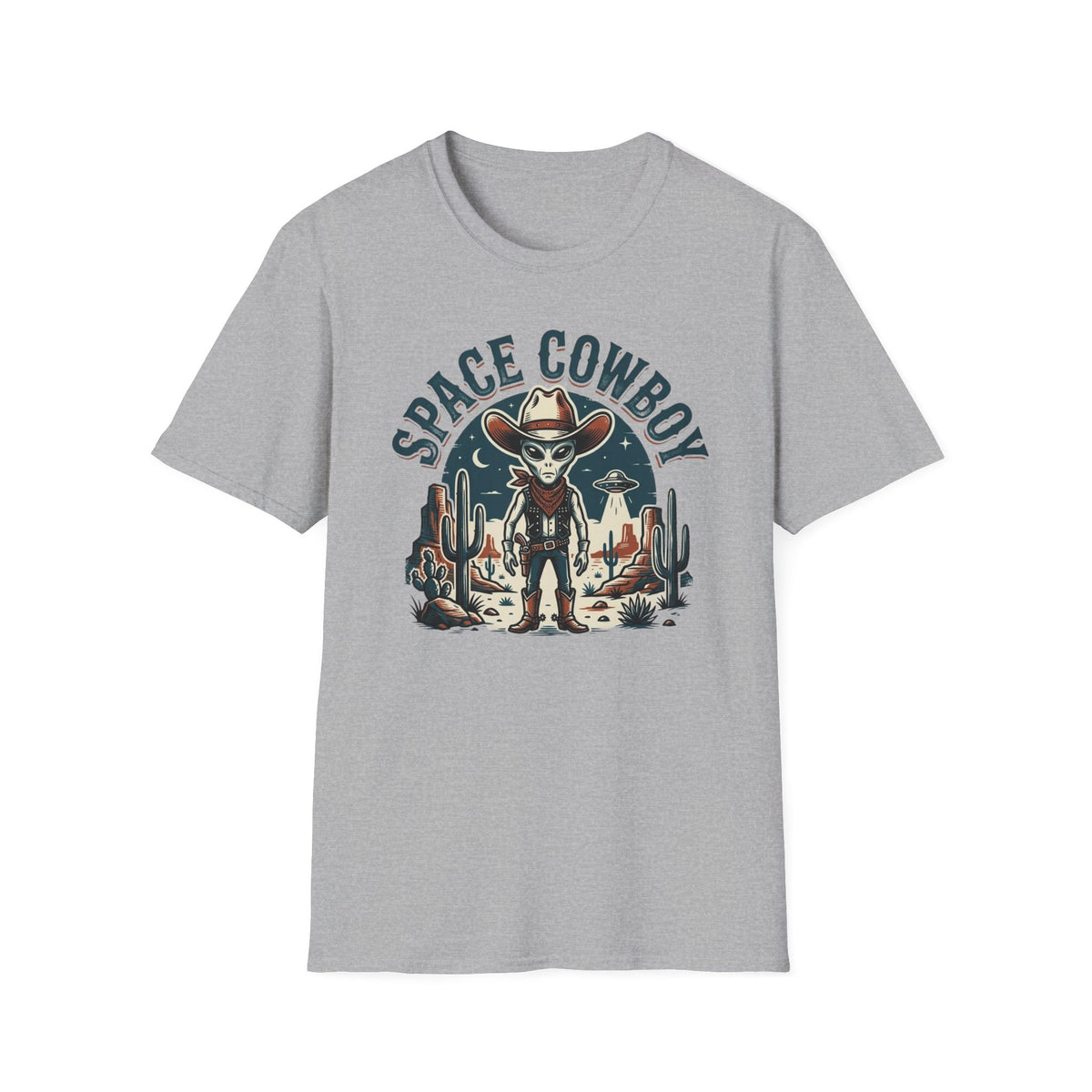 Space Cowboy T-Shirt — Retro Alien Western Graphic Tee