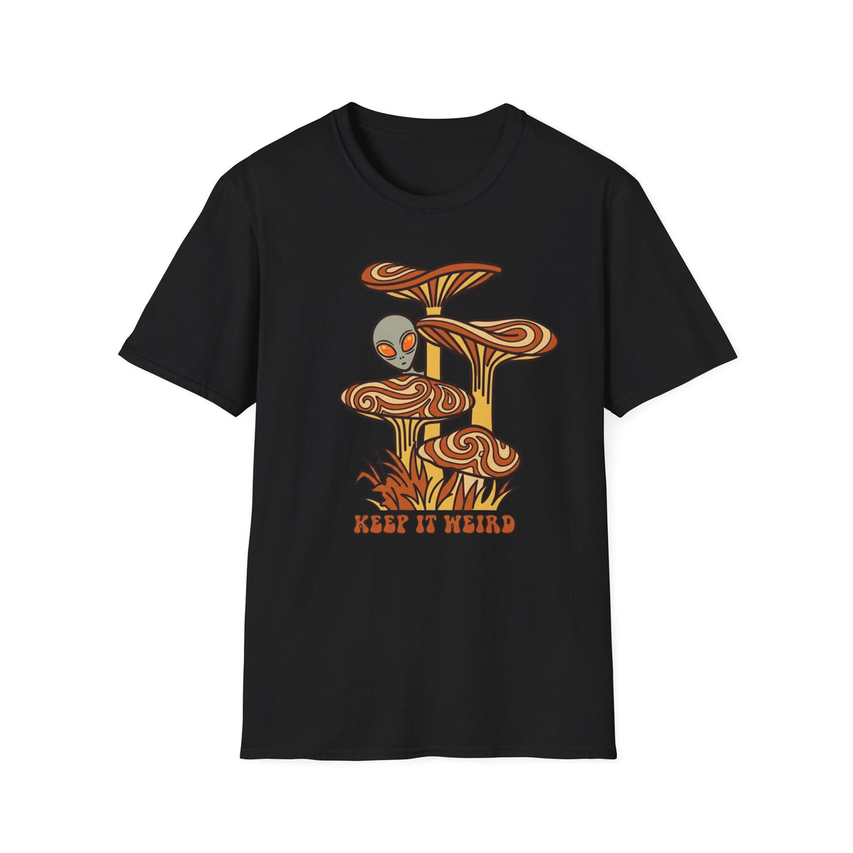 Alien Mushroom Tee — "Leave It Weird" Retro Psychedelic Graphic T-Shirt
