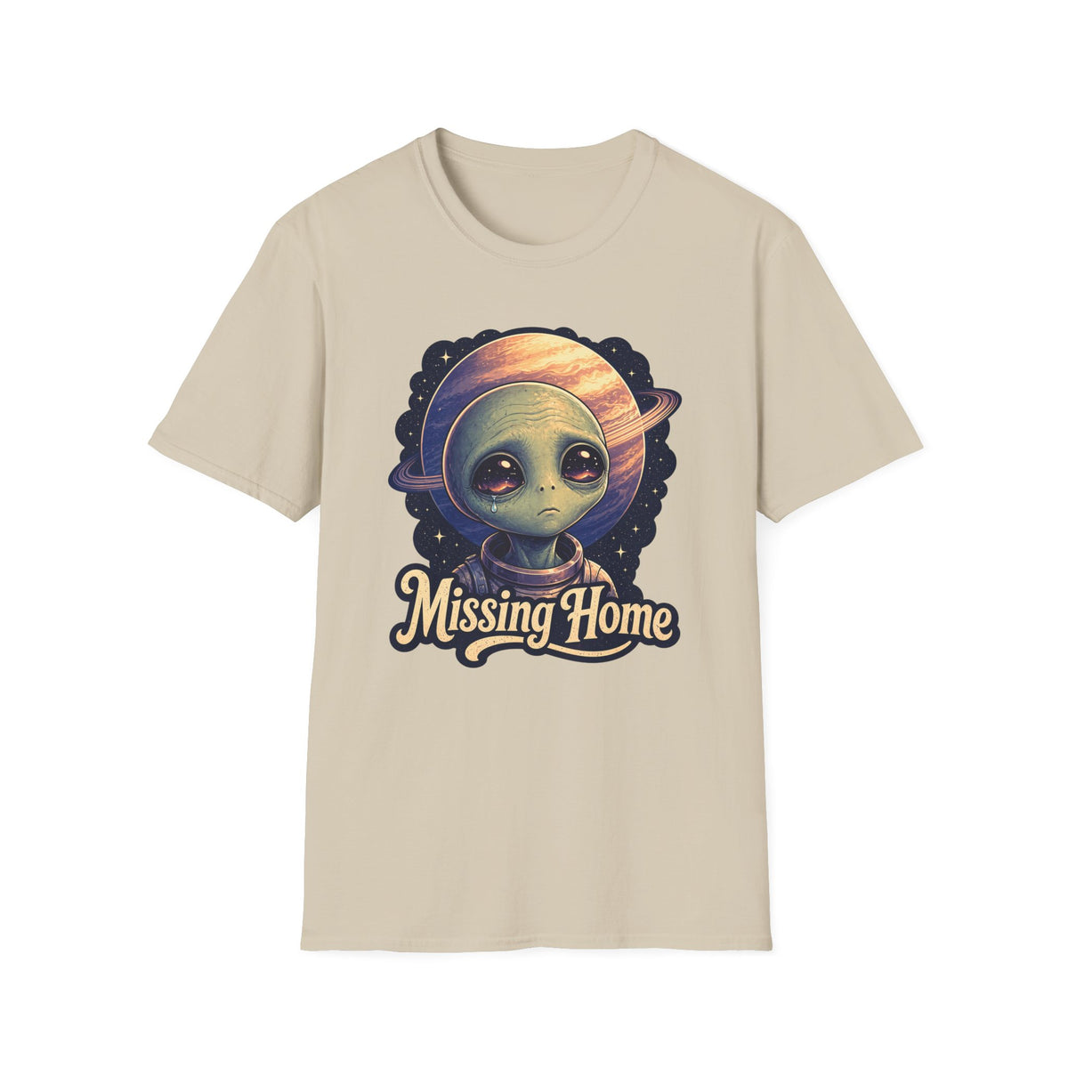 Alien 'Missing Home' T-Shirt — Cute Sad Space Creature Graphic Tee